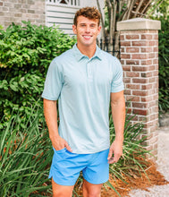 Load image into Gallery viewer, Southern Shirt Co. Men's Bluffton Stripe Polo in Aqua Splash