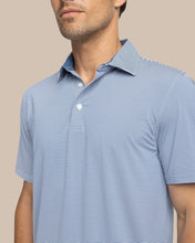 Load image into Gallery viewer, Southern Tide Brrreeze Meadowbrook Stripe Polo in Aged Denim