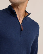 Load image into Gallery viewer, Southern Tide Men's Oakatie Heather Dress Blue Quarter Zip Sweater