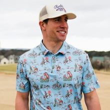 Load image into Gallery viewer, Burlebo Performance Polo in Blue Cowboy Up