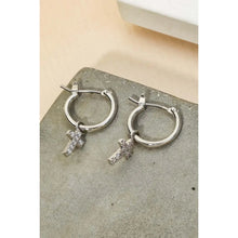 Load image into Gallery viewer, Pave Cross Hoop Huggie Earrings Silver