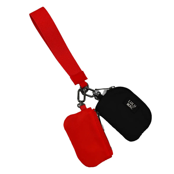 Lulu Mac Double Pouch Wristlet in Red/Black