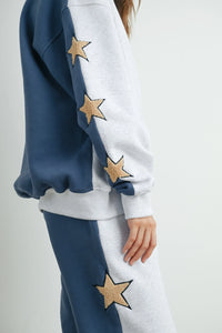 Don't Let Me Down Round Neck Sweatshirt With Star Detail