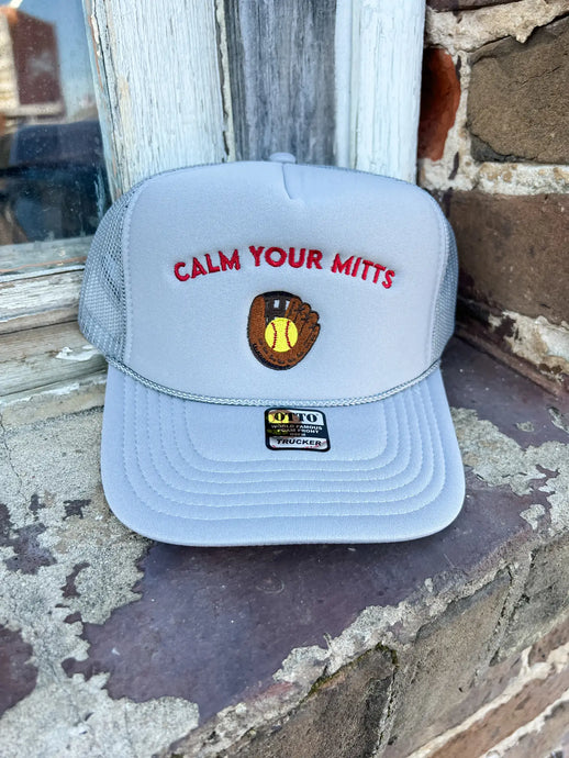 Softball Calm Your Mitts Foam Trucker Hat