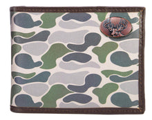 Load image into Gallery viewer, Buck Men's Bifold Old School Camo Leather Wallet:Green/Gray