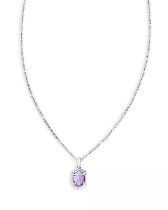 Kendra Scott Daphne Silver Framed Pendant Necklace Lilac Opal