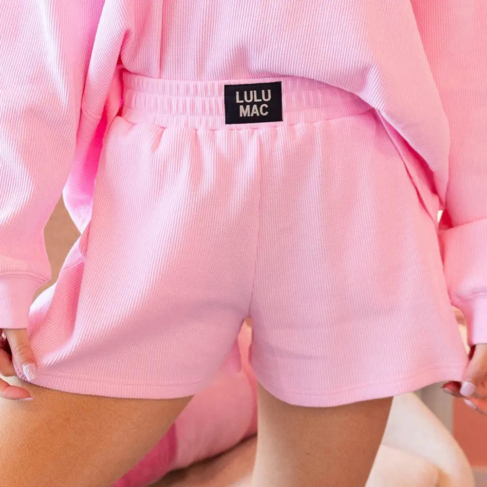Lulu Mac Waffle Shorts in Light Pink