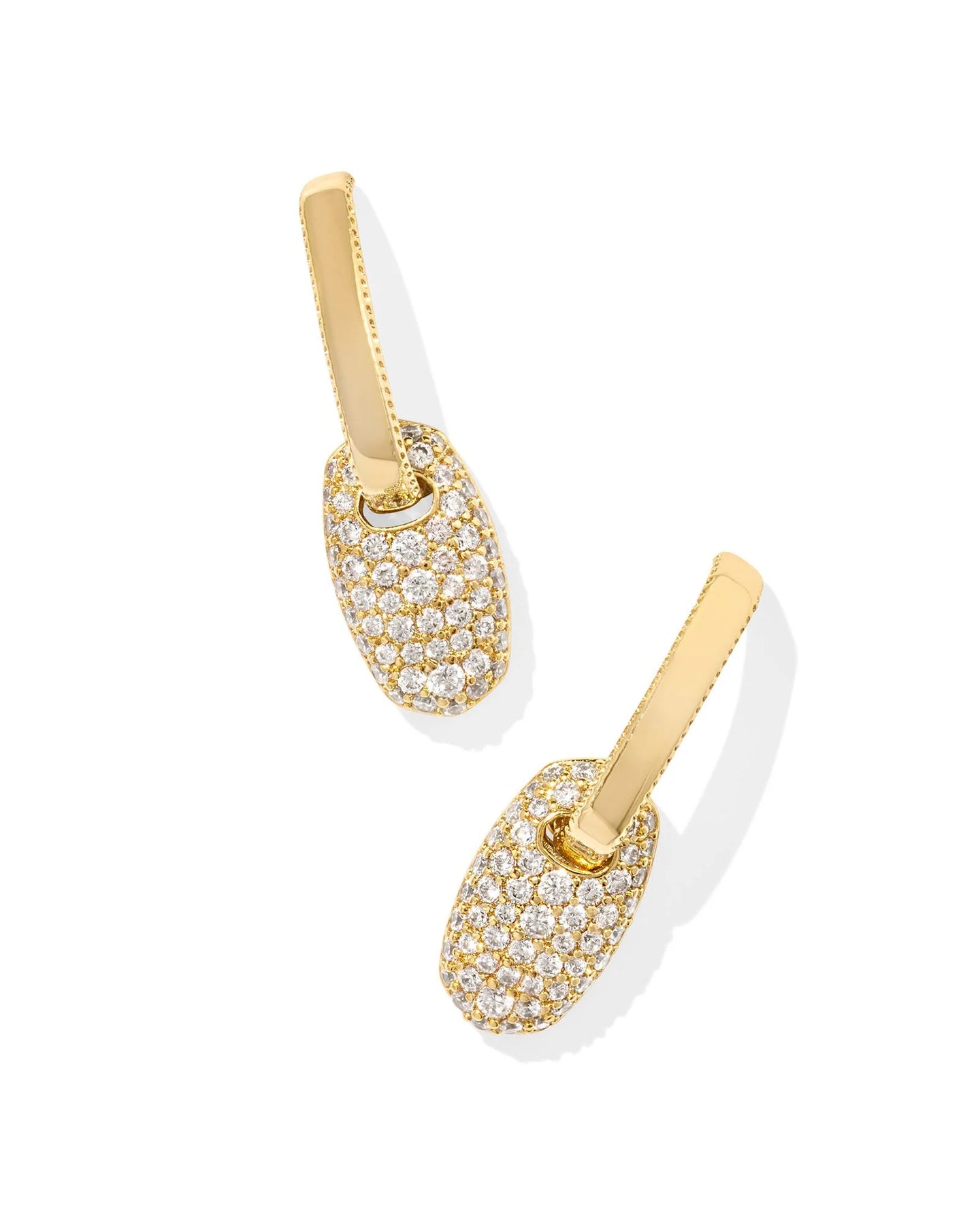 Kendra Scott Bailey Pave Huggie Earrings in Gold White Crystal