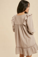 Load image into Gallery viewer, We Don&#39;t Long Sleeve Smock Mini Dress in Taupe