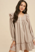 Load image into Gallery viewer, We Don&#39;t Long Sleeve Smock Mini Dress in Taupe