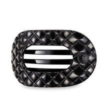 Load image into Gallery viewer, Teleties Medium Flat Round Clip Jet Black Quilted