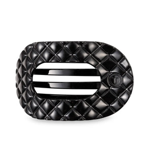 Teleties Large Flat Round Clip Jet Black Quilted