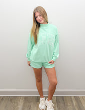 Load image into Gallery viewer, Lulu Mac Stitch Mockneck Terry Cloth Sweatshirt in Seafoam