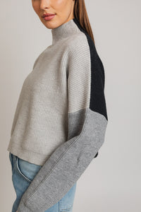 Don't Think Twice Color Block Oversized Sweater H Grey