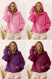 Pretty Girls Elastic Hem Hoodie Burgundy