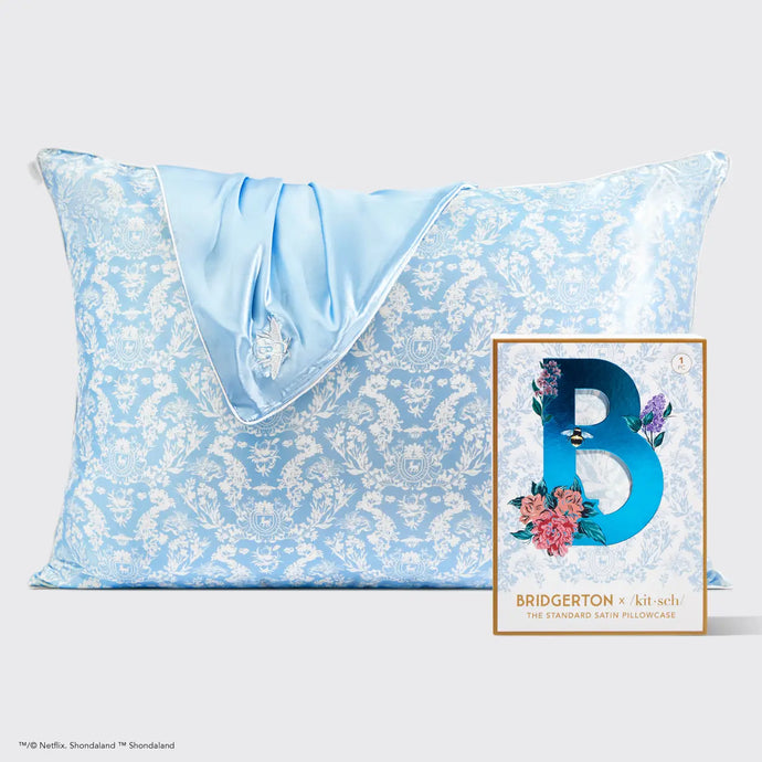 Kitsch x Bridgerton Standard Satin Pillowcase Toile De Blue