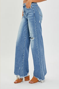 The Goodness High Rise Frayed Wide Leg Jeans