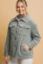 Load image into Gallery viewer, Love Me When I&#39;m Gone Corduroy Sherpa Jacket in Mint Stone