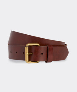Vineyard Vines Leather Jeans Belt in Antique Silver