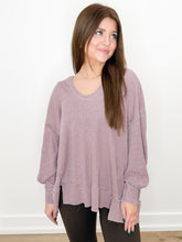 Load image into Gallery viewer, Don't Really Care Waffle Knit Oversized LS Top in Rose Taupe