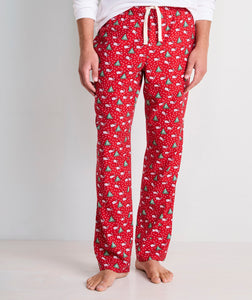 Vineyard Vines Flannel Lounge Pants in Santa Whale Red