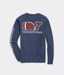 Vineyard Vines Football Whale Long Sleeve Tee