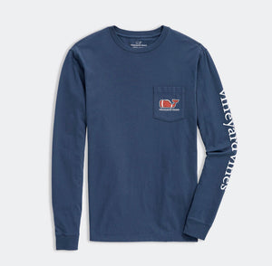 Vineyard Vines Football Whale Long Sleeve Tee