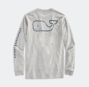 Vineyard Vines Vintage Whale Long Sleeve Tee in Grey Heather