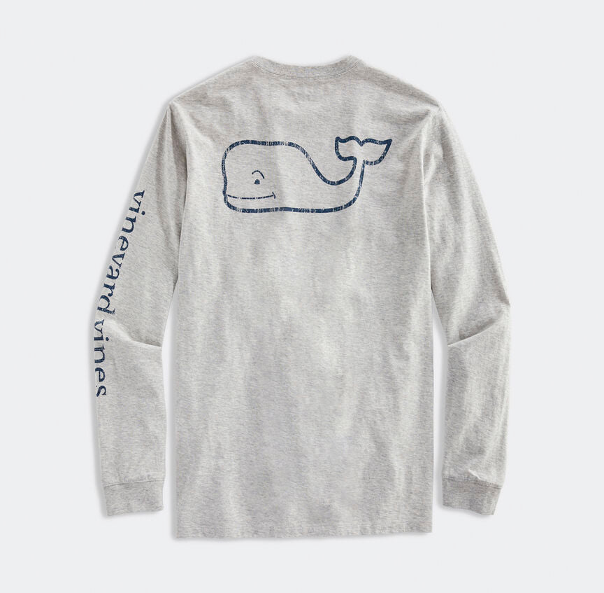 Vineyard Vines Vintage Whale Long Sleeve Tee in Grey Heather