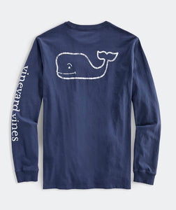 Vineyard Vines Vintage Whale Long Sleeve Tee in Blue Blazer