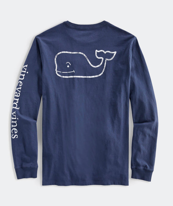 Vineyard Vines Vintage Whale Long Sleeve Tee in Blue Blazer