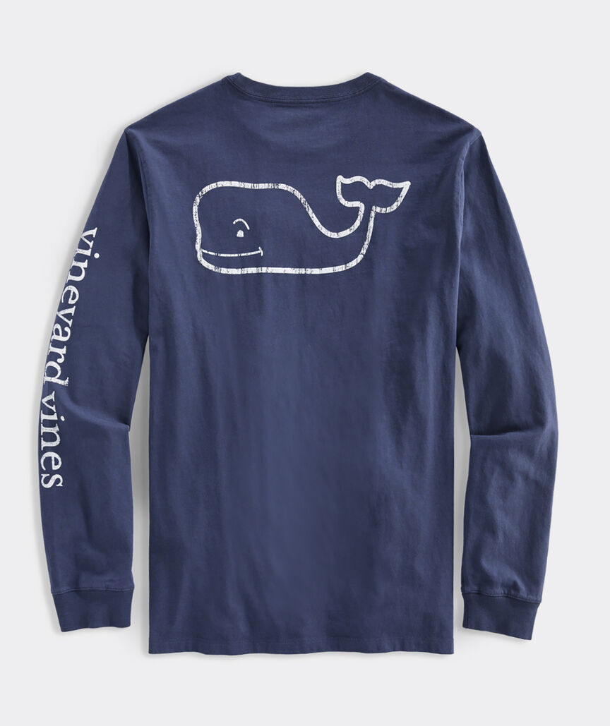 Vineyard Vines Vintage Whale Long Sleeve Tee in Blue Blazer