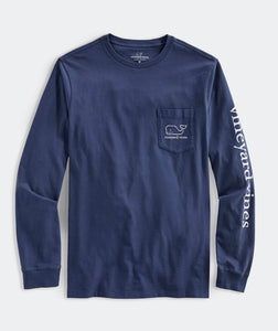 Vineyard Vines Vintage Whale Long Sleeve Tee in Blue Blazer