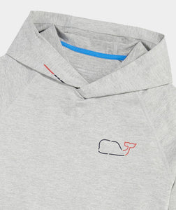 Vineyard Vines On-The-Go Whale Outline Long Sleeve Harbor Performance Hoodie Tee