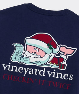 Vineyard Vines Santa Whale LS Pocket Tee in Nautical Navy