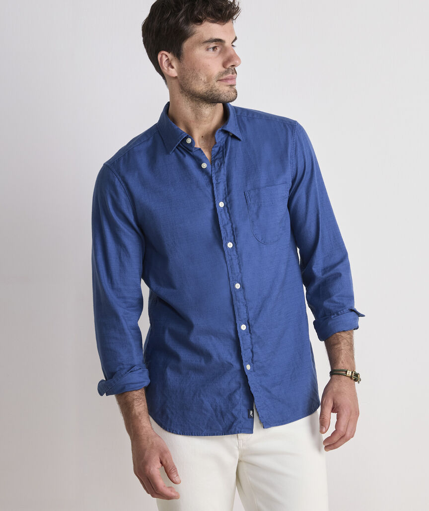 Vineyard Vines Cisco Solid Island Cotton Shirt in Moonshine