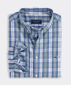 Vineyard Vines Washashore Plaid Perfect Wash Shirt in Dune Grass