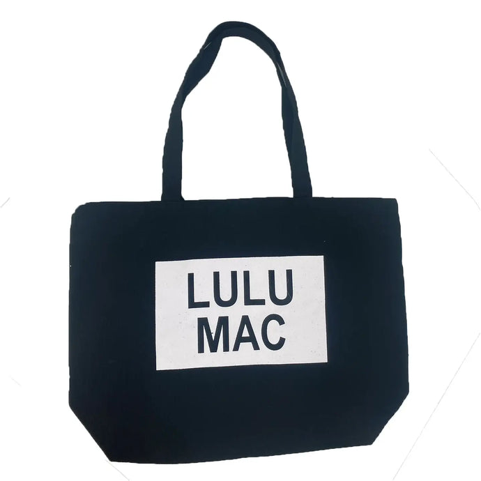 Lulu Mac Canvas Tote in Black with White Logo