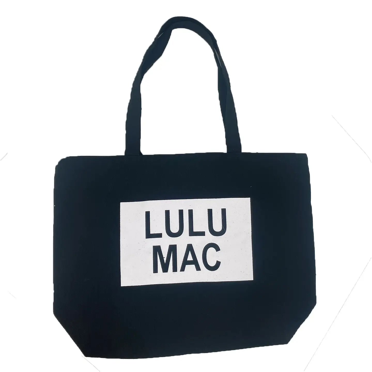 Lulu Mac Canvas Tote in Black with White Logo