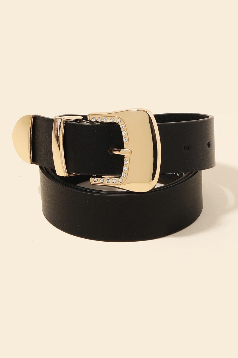 In Another Life Rhinestone Trim Belt Gold