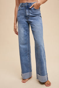 You Never Know 90's Stretch Cuffed Hem High Rise Jeans