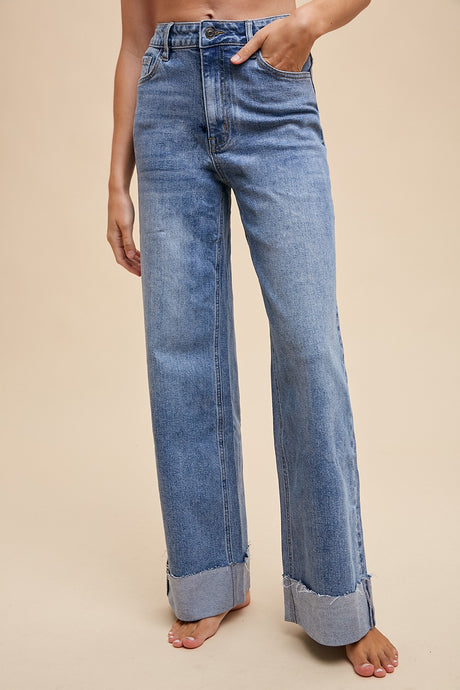 You Never Know 90's Stretch Cuffed Hem High Rise Jeans