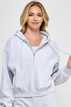 Load image into Gallery viewer, Loving How I Am Living Basic Fleece Half Zip Hoodie in Ice Grey