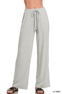 One More Chance Soft Melange Pants in Lt Grey