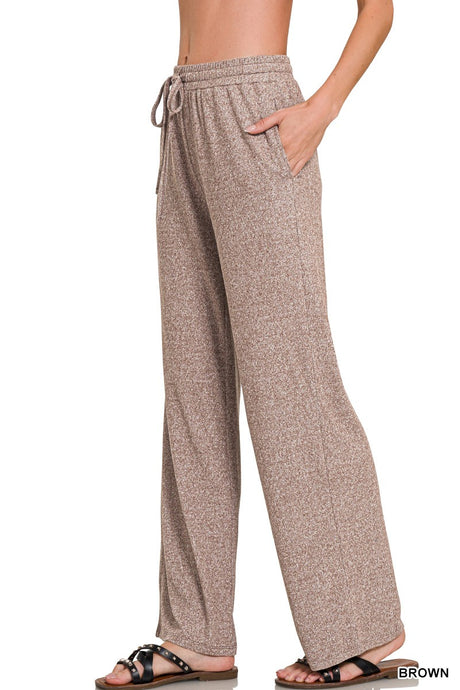 One More Chance Soft Melange Pants in Brown