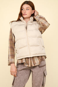 Leave Me In The Dark Puffer Vest in Ecru