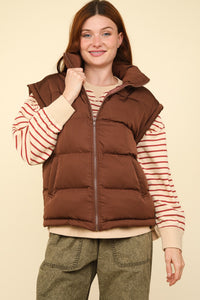 Leave Me In The Dark Puffer Vest in Chocolate