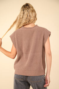 Shadow in the Sun Sweater Vest Top in Mocha