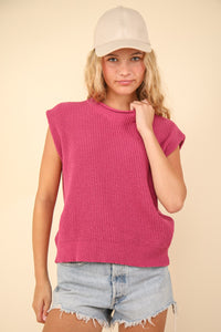 Shadow in the Sun Sweater Vest Top in Pink