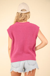 Shadow in the Sun Sweater Vest Top in Pink